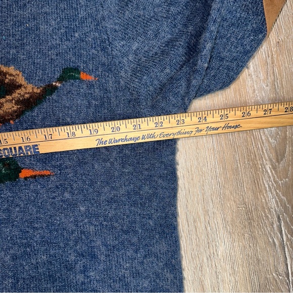 Polo Ralph Lauren Men’s Mallard Duck Wool Suede Elbow Patch’s Sweater Large Blue - Picture 13 of 14
